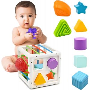 ERYI-Jouet Bebe Enfant Montessori 1 2 Ans En Forme De Cube Pour La Motricité Fine Et Éveil Précoce, Jouet Sensoriels Cadeau Naissance Pour Garcon Et Fille De 1 2 3 Ans - Neuf