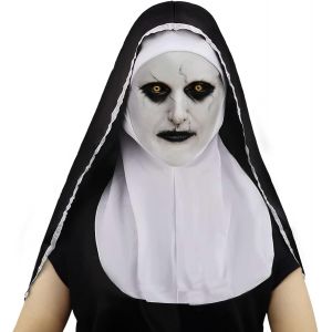 Horreur Nonne Masque,Halloween Horreur Latex Masque Avec Foulard Casque,Nonne Effrayante D'halloween Effrayant Cosplay Masque,Masque De Terreur D'halloween Pour Costume Cosplay.[J98] - Neuf