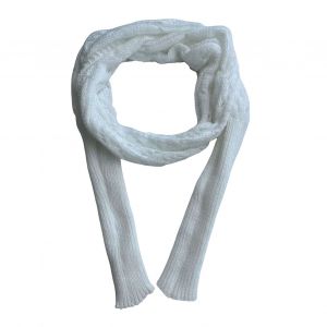 Enveloppement De Câble Tricoté Avec Manches Couleur Unie Creux Torsion Crochet Motif Femmes Châle Écharpe Style Bohème Pull Écharpe-Blanc - Neuf