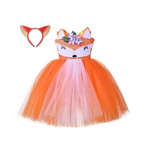 Robe Tutu Renard Fantaisiste Pour Filles - Tenue De Fête D'anniversaire Avec Bandeau, Orange, Tailles 1 À 12 Ans, Parfaite Pour Les Célébrations ! - Neuf