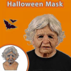 Vieille femme masque Halloween Creepy Wrinkle Face Mask Latex Cosplay Party Props - Neuf