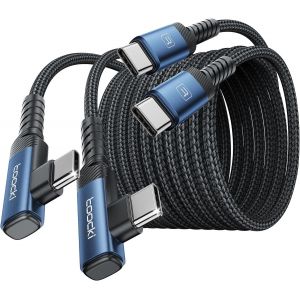 TRAHOO-Cable USB C [3M+3M] USB C vers USBC Coud&eacute; 60W, C&acirc;ble Type C Charge Rapid Tress&eacute; en Nylon Durable Compatible avec iPhone 17/16/15 Pro Max MacBook Pro iPad Galaxy S23/S22, Bleu - Neuf