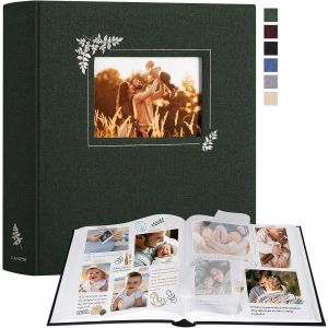 Album Photo Scrapbooking,Grand Lin conception de fen&ecirc;tre DIY Album 100 Pages Blanches Avec S&eacute;parateurs de Cellophane Pour 9x13cm 10x15cm 13x18cm Photos (30x33,5cm,Vert) - Neuf