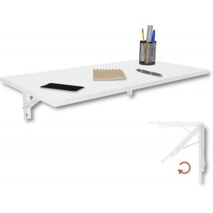 SUBZONAL-Table de Bureau Pliante Murale - 80 x 40 cm - Blanc - Table de Salle &agrave; Manger - Table de Cuisine - Table de Bar - Table Haute - Table Murale Pliable pour Bureau, Cuisine, Salle &agrave; Manger - Neuf
