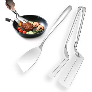 Kalanka-Lot De 2 Spatules &Agrave; Poisson, Spatule De Cuisine, Pince &Agrave; Salade Multifonctionnelle (Avec Pince &Agrave; Poisson), Cuill&egrave;re &Agrave; Nourriture, Anti-Br&ucirc;lure - Neuf