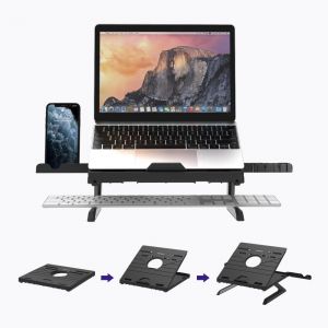 TIANYI-Support pliable pour ordinateur portable - R&eacute;glable en hauteur - Multifonctionnel - Compatible avec ordinateur portable (10-16 pouces) Lenovo, HP et MacBook - Neuf