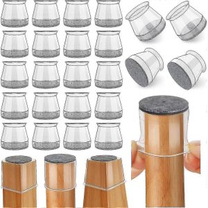 24 Pcs Protecteurs De Sol De Jambe De Chaise,Coussinets De Jambe De Meubles En Feutre De Silicone Capuchons Pour Sols En Bois Dur (Clair-Moyen) - Neuf