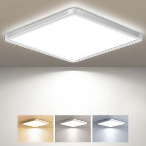 TIANYI-Plafonnier LED Carr&eacute;, 3 Couleur (3000K/4000K/6500K) Lampe de Plafond, 2800LM Luminaire Plafonnier Salle de Bain IP44 Etanche pour Bureau, Cuisine, Chambr &agrave; Coucher, Couloir, Balcon, Garage,29C - Neuf