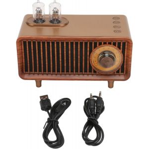 KYAOAYO-Haut-Parleur Rétro,Haut-Parleur Rétro Carte Mémoire Stéréo Disque U Aux Haut-Parleur Radio Vintage Avec Lumière Led Pour Ordinateur Portable (Bois) - Neuf