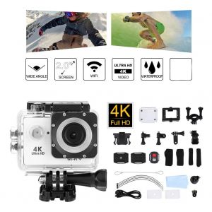 Kit d'accessoires pour boitier etanche pour camera de sport d'action Wi-Fi 4K HD (blanc) - Neuf