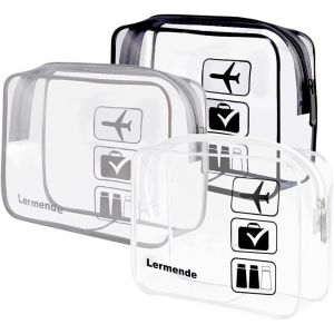 MAA-Trousse de toilette de voyage transparente pour articles de toilette, trousse de maquillage transparente pour femme, sac conforme à différentes tailles, Noir, gris, transparent, 3 Pack, - Neuf