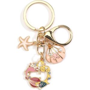 KAL-Porte-Cl&eacute;s &Eacute;toile De Mer Coquillage Pour Femme, Breloque De Sac Et Porte-Cl&eacute;s, Porte-Cl&eacute;s De Dessin Anim&eacute;, Sac &Agrave; Main, Or, S - Neuf