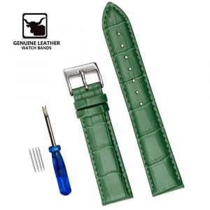 Rskal-Bracelets De Montre En Cuir Véritable De Qualité Supérieure, 12/14/16/18/19/20/21/22/24mm, Bracelet De Poignet De Haute Qualité + Outil|Green 1|12mm - Neuf