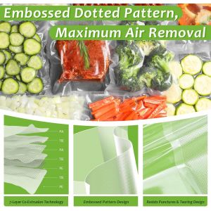 Sac Sous Vide Alimentaire,3 Rouleaux 15 X 300 Cm + 4 Rouleaux 20 X 300 Cm,Pour Machine Sous Vide Des Aliments Et La Cuisson,190 µm,Sans Bpa - Neuf