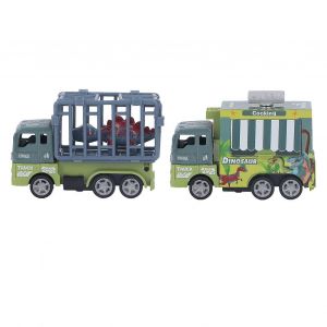Dinosaur Transport Car Toy Pull Back Lifelike Opening Door Cage Dinosaur Transport Truck for Children - Neuf