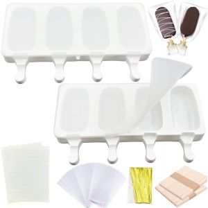 Eryi-Grands Moules À Glace En Silicone,Glace Maison,Popsicle Moule Sans Bpa,En Silicone Réutilisables Pour Crème Glacée Maison,Contient 100 Bâtons, 100 Sacs, 100 Rubans D'emballage Et 100 Autocollant - Neuf