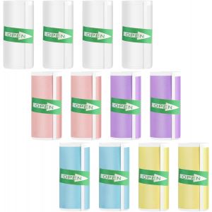 Lot de 12 Rouleaux de Papier Thermique Autocollant-5 Couleurs-Pour Imprimante Thermique et Photos-57x25 mm-Pour Enfants,Appareils Photo Instantanés et Imprimantes Mobiles - Neuf
