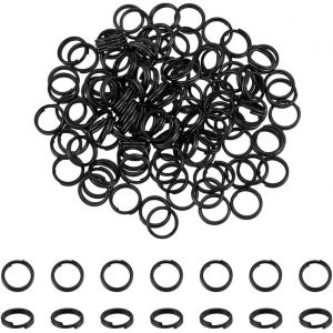 ERYI-120Pcs Anneaux Porte Clés Acier Inoxydable Anneau Fendus 6Mm Anneaux De Saut Mini Anneau De Jonction À Double Boucle Noir Connecteur De Porte Clés Accessoires Pour Fabrication De Bijoux - Neuf