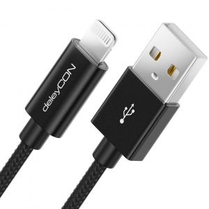 Meimie-0,5m Lightning 8 Pin Câble De Charge Usb Apple Mfi Pour Iphone 14 Pro Max 14 Pro 14 Plus 14 Se 13 Pro Max 13 Pro 13 Mini 12 Pro Max 12 Pro 12 Mini Bouchons Métalliques Câble Nylon - Noir - Neuf
