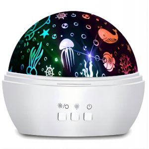 Veilleuse Bebe, Veilleuse Enfant,Veilleuse Etoile Projection Rotation Lampe Etoile Projecteur Led Enfant Et 8 Couleurs Lampe Projection B&eacute;b&eacute; Pour Cadeau Enfants, Cadeau Fille - Blanc - Neuf