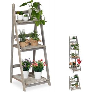 Nouvelhorizonstore-Escalier &Agrave; Fleurs, &Eacute;tag&egrave;re Bois, Escalier Plantes &Eacute;chelle Pliante Int&eacute;rieur, Hxlxp: 108 X 41 X 40 Cm, Gris - Neuf