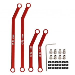 Ensemble de liens de châssis RC à haut dégagement pour AXIAL SCX24 1/24 RC Crawler Car Alliage d'aluminium Liens de direction RC Tiges de traction Rouge - Neuf