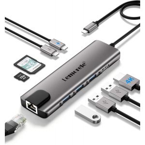 CIVV-Aluminium Usb C Hub Docking Station 9 In 1 Mit Gigabit Ethernet,4K Hdmi,100W Pd,3 Usb-A,Usb-C-Daten,Sd/Tf,Docking Station Für Macbook Air/Pro,Ipad,Windows,Switch,Chromecast - Neuf