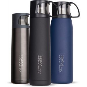 Mevronisshop-Bouteille Isotherme Follow 450ml, 700ml, 1l | Gourde Thermo Acier Inoxydable | Ideal Pour Caf&eacute; Et Th&eacute; Avec Gobelet, Tasse | Boissons Chaudes Ou Froides Au Travail, Voyage, Ecole - Neuf