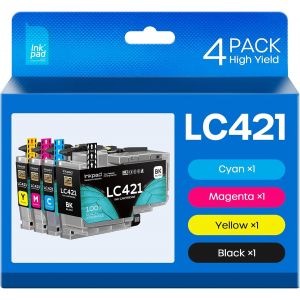 LC421 Cartouches d'encre Compatible pour Brother LC 421 LC421XL Cartouche d'impression pour Brother DCP-J1050DW Cartouches MFC-J1010DW DCP-J1140DW (4 pi&egrave;ces,Noir,Cyan,Magenta,Jaune) - Neuf