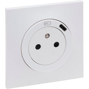 JGD-LEGRAND - Prise Electrique Murale avec Chargeur USB-C Neptune - Repiquage sur Prise 2P+T Classique - Blanc - Neuf