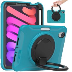 Coque Hybride Renforcée Pour Ipad Mini 6 / Mini 2024 Avec Poignée Rotative 360° Et Emplacement Pour Stylo - Bleu - Neuf