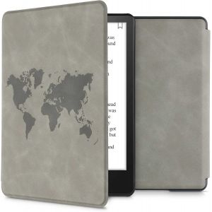 Guop-Etui Compatible Avec Kindle Paperwhite 11e Génération - Étui À Rabat Magnétique Tablette Ereader Similicuir Pour Kindle Paperwhite - Gris - Neuf