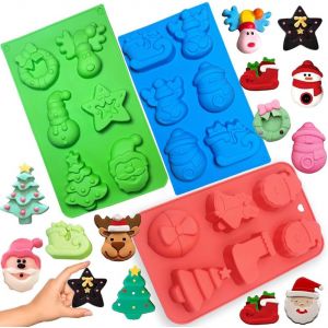 Kalanka-3 Pi&egrave;ces Noel Moule Silicone Bricolage, Silicone No&euml;l Biscuit Moule, Moule Silicone De No&euml;l, Moules Noel, Pour La Cuisson Et La Fabrication De Chocolats, G&acirc;teaux, Savons Et Plus Encore!-Kalanka - Neuf