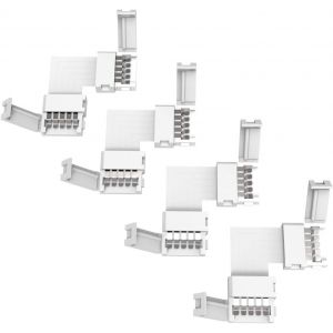 Lot De 4 Connecteurs D'angle À 5 Broches-12 Mm-Pour Bandes Led-90 Broches-En Forme De L-Sans Soudure-Connecteur Coudé Rgbw-Blanc Chaud Et Froid - Neuf