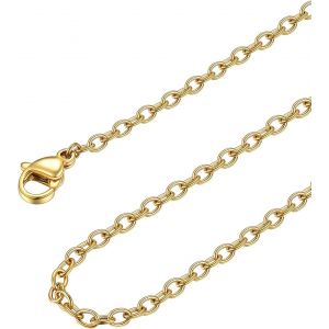 Kal-Chaîne Collier Femme 2mm Argent/Plaqué Or/Noir/Rose En Acier Inoxydable, Chaine Fine Maille Forçat Rolo Pour Pendentif - Longueur De 35 À 75cm+5cm Bijou Accessoire Avec Boîte - Neuf