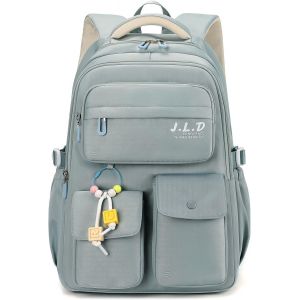 CHECARZHN--NO1-Sac À Dos Pour Filles De 10 À 18 Ans, 38L Sac D'École Pour Lycée Avec Plusieurs Poches, Peut Accueillir Pc 15,6""¿Sac Ecole Collège Léger, Sac À Dos De Voyage Décontracté, Bleu - Neuf