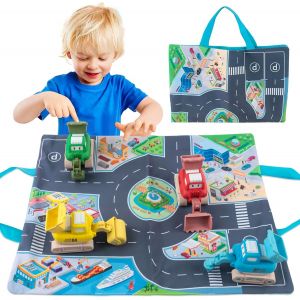 KAJGL-5 Pcs Bébé Jouet Voiture Enfant,Voiture Véhicules De Construction Jouets Enfants,Petite Voiture Avec Sac De Rangement,Cars Toys Garçons Et Filles,Pour 1-9 Ans Enfants Cadeau De Jouets - Neuf