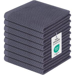 Eryi-Lot De 8 Torchons 100 % Coton - 30 X 30 Cm - Torchons De Cuisine Doux Et Absorbants - Torchons De Cuisine Épais De Qualité Supérieure - Gris Foncé - Neuf