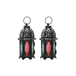 Bougeoirs suspendus marocains en m&eacute;tal - Lot de 2, lanternes d&eacute;coratives pour la maison et l'ext&eacute;rieur - Neuf