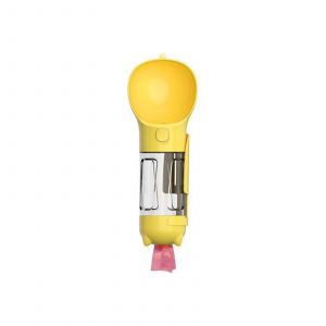 Hjlian (Jaune 300ml + Boite A Sac A Crottes + Boite A Nourriture Pour Chien) Gobelet A Eau Portable Pour Animaux De Compagnie, Bouteille D'eau Potable D'exterieur Pour Chien A Trois Usages Avec Sac Poubelle Collecteur De Crottes - Neuf