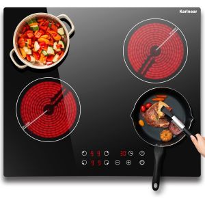 Checarzhn--No1-Plaque Vitrocéramique 4 Feux Encastrable, Plaque De Cuisson Électrique 60 Cm Avec Commande Tactile, Plaque Vitro 4 Zones Avec Minuterie, Sécurité Enfant, 6000w, 220v-240v, Sans Pr - Neuf
