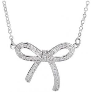 Kal-Collier Femme En Argent 925 Sterling - Pendentif N?ud Papillon Minimaliste Avec Zirconium - Bijou Élégant Et Intemporel Pour Cadeau - Chaîne Fine Adjustable - Neuf