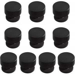 lbgwp60-LotDe 10 Boutons De Meuble Avec Vis En Aluminium Pour Armoire, Tiroir, Cuisine, Poignée Monotrou Avec Vis Pour Armoire, Penderie (Noir) - Neuf