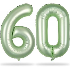 Grands Ballons D'Anniversaire En Forme De Chiffres 60 De 101,6 Cm En Mylar Pour Hommes Et Femmes - Pour D&eacute;coration De F&ecirc;te D'Anniversaire - Vert Sauge - Neuf