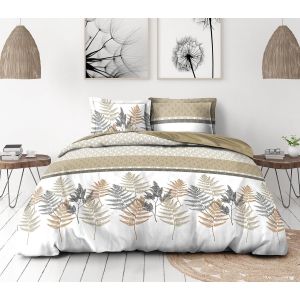 Sjzg-Parure De Couette 140x200 Cm U2013 2 Pi&egrave;ces U2013 Percale De Coton Douce U2013 Housse + Taie U2013 Beige & Praline U2013 Mod&egrave;le La Marquise - Neuf