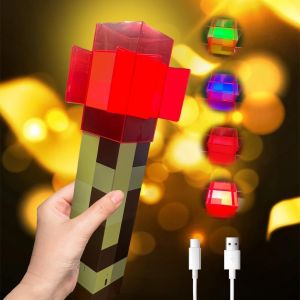 Lampe Murale En Forme De Torche - 4 Couleurs - Veilleuse Avec Style Torche - Lampe De Nuit Led Rechargeable Par Usb - Pour Enfants - Pour Main Ou Support Mural - Jouet - Cadeau - 31 Cm - Neuf