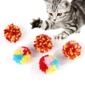 Lot De 6 Jouets Colorés Pour Chat, Balles Interactives En Laine Pour Chat, Pompon - Neuf