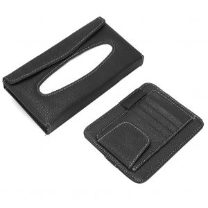 Boite a mouchoirs multifonctionnelle pour voiture, universelle, pare-soleil, toit ouvrant, porte-serviettes en papier, porte-cartes, accessoires decoratifs, noir - Neuf