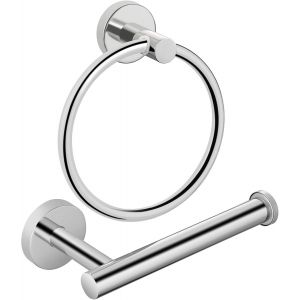 CAP-Anneau Porte-Serviettes et Porte-Papier Toilette, Ensemble de 2 pi¿¿ces de mat¿¿riel de Salle de Bain, en Acier Inoxydable, Porte-Serviettes et Porte-Papier Toilette, Accessoires de Salle de Bain - Neuf