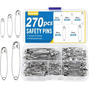 Tianyi-Lot De Épingles À Nourrice De Avec Boîte De Rangement Pour Vêtements, Couture, Épingle, Ourlet, Couture Et Bricolage (270, 5 Sizes(19mm/28mm/32mm/45mm/55mm)) - Neuf